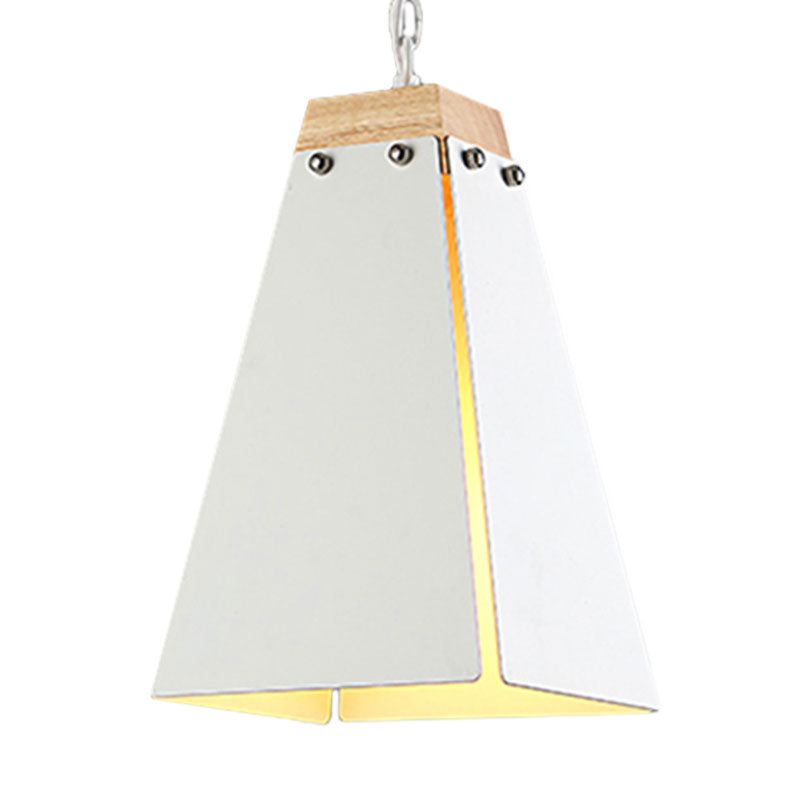 Contemporary Black/White Metal Pyramid Pendant Light - Adjustable Chain, Ideal for Ceilings