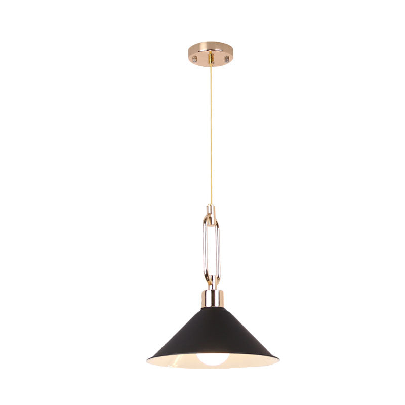 Nordic Tapered Shade Pendant Light: Sleek Metal Hanging Lamp (1 Bulb) In Black/White - Ideal For