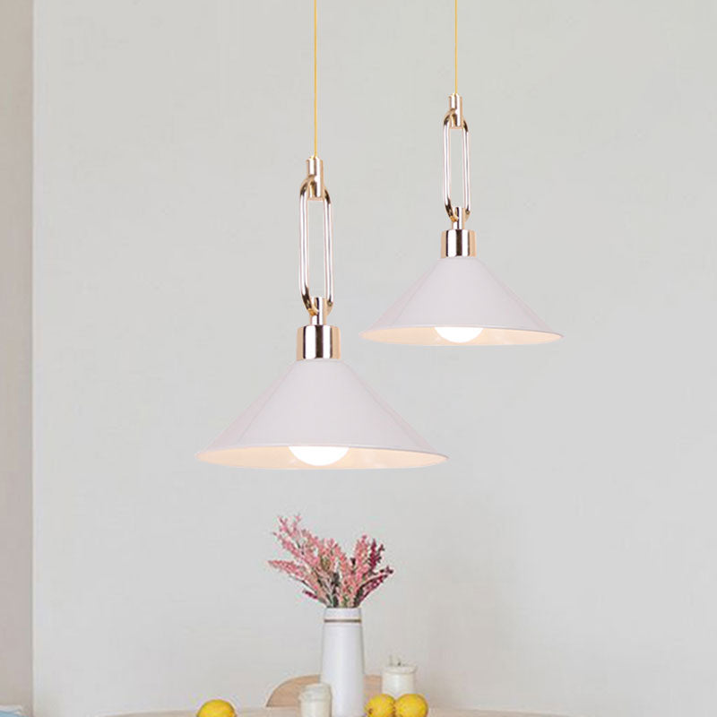 Nordic Tapered Shade Pendant Light: Sleek Metal Hanging Lamp (1 Bulb) In Black/White - Ideal For