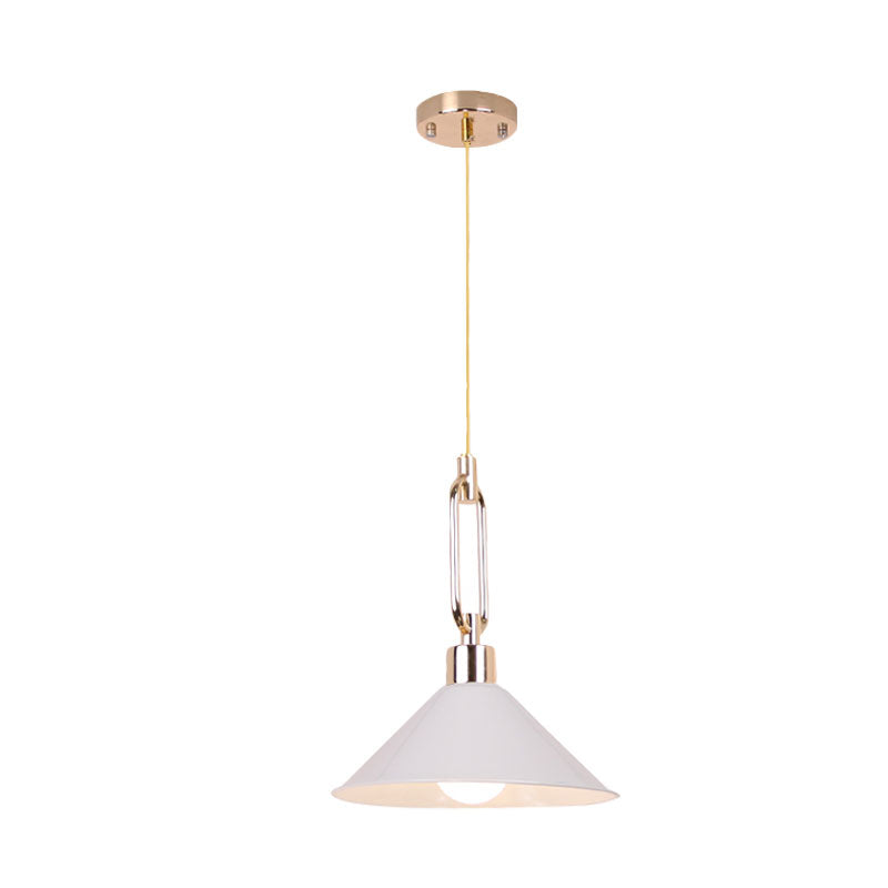 Nordic Tapered Shade Pendant Light: Sleek Metal Hanging Lamp (1 Bulb) In Black/White - Ideal For