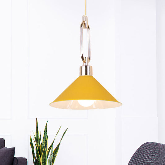 Nordic Tapered Shade Pendant Lighting - Black/White Metal Hanging Lamp (1 Bulb) for Table