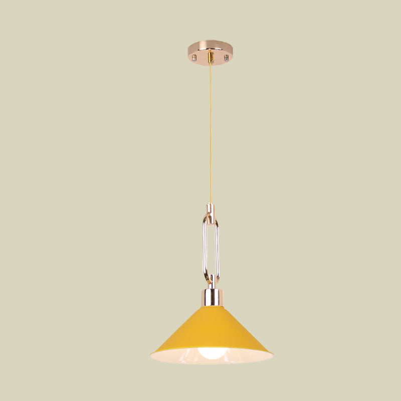 Nordic Tapered Shade Pendant Light: Sleek Metal Hanging Lamp (1 Bulb) In Black/White - Ideal For