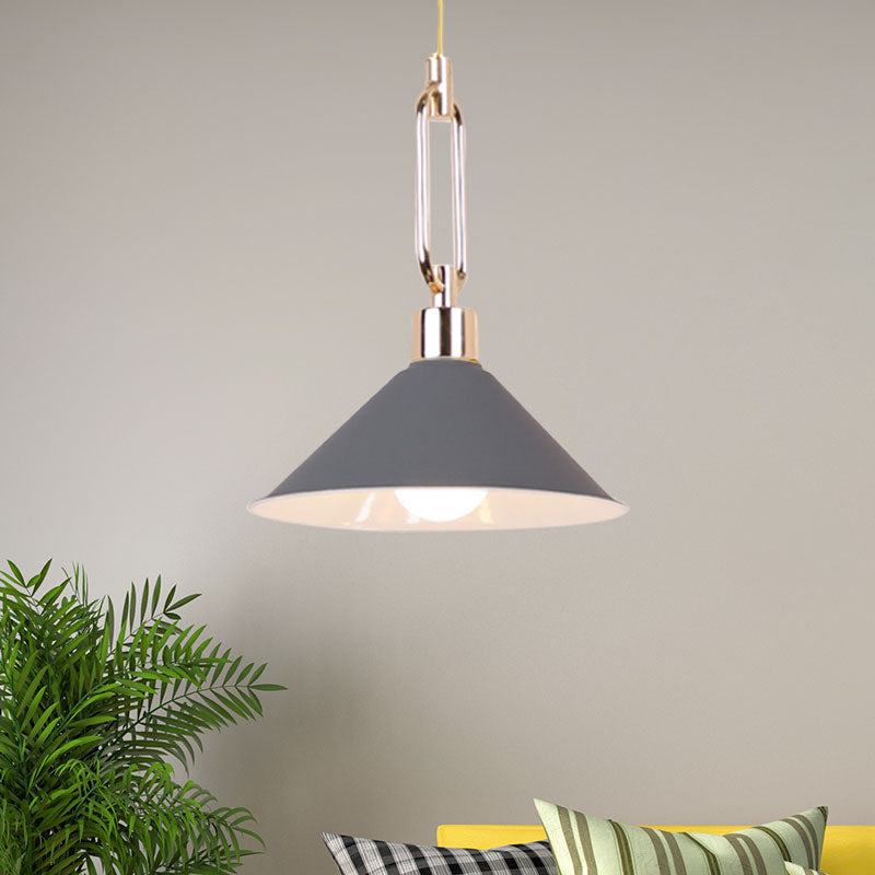 Nordic Tapered Shade Pendant Light: Sleek Metal Hanging Lamp (1 Bulb) In Black/White - Ideal For