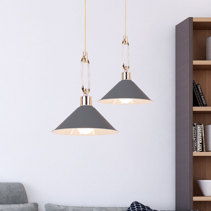 Nordic Tapered Shade Pendant Light: Sleek Metal Hanging Lamp (1 Bulb) In Black/White - Ideal For