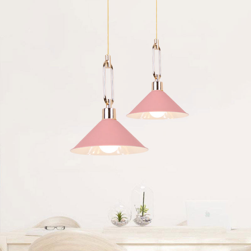 Nordic Tapered Shade Pendant Light: Sleek Metal Hanging Lamp (1 Bulb) In Black/White - Ideal For
