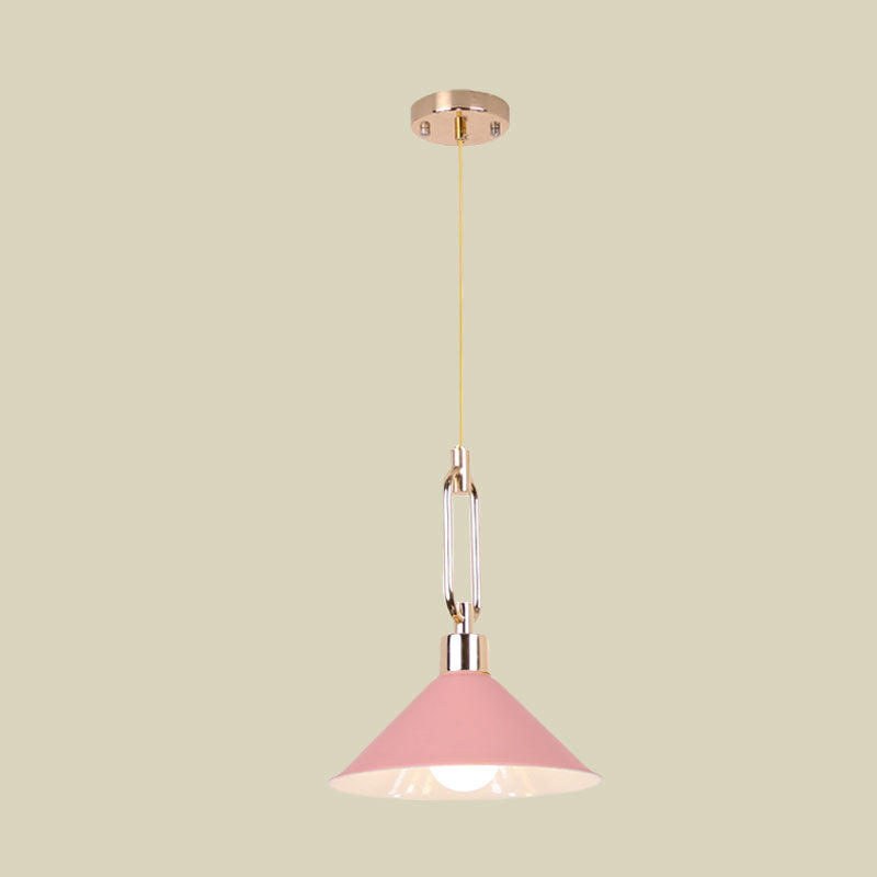 Nordic Tapered Shade Pendant Light: Sleek Metal Hanging Lamp (1 Bulb) In Black/White - Ideal For