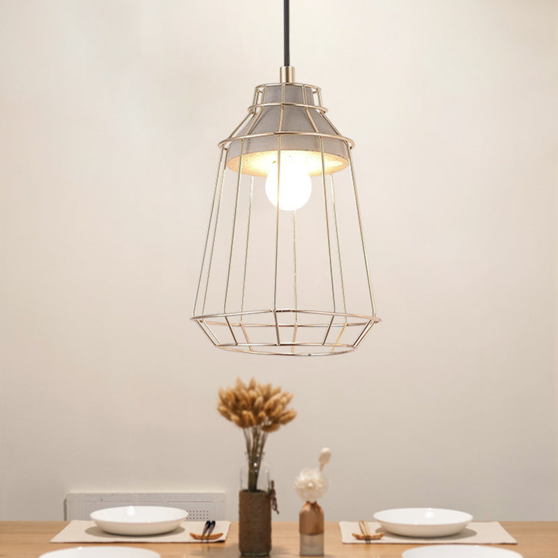 Nordic Style Caged Pendant Lamp - Adjustable Cord, Gold Finish