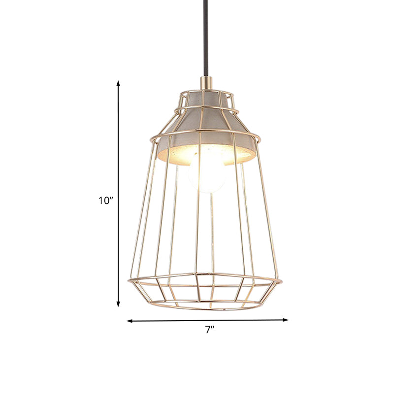 Nordic Style Caged Pendant Lamp - Adjustable Cord, Gold Finish