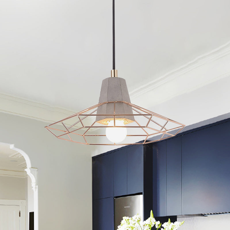 Nordic Style Caged Pendant Lamp - Adjustable Cord, Gold Finish