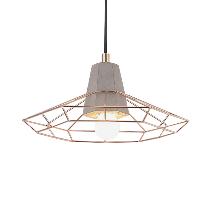 Nordic Style Caged Pendant Lamp - Adjustable Cord, Gold Finish
