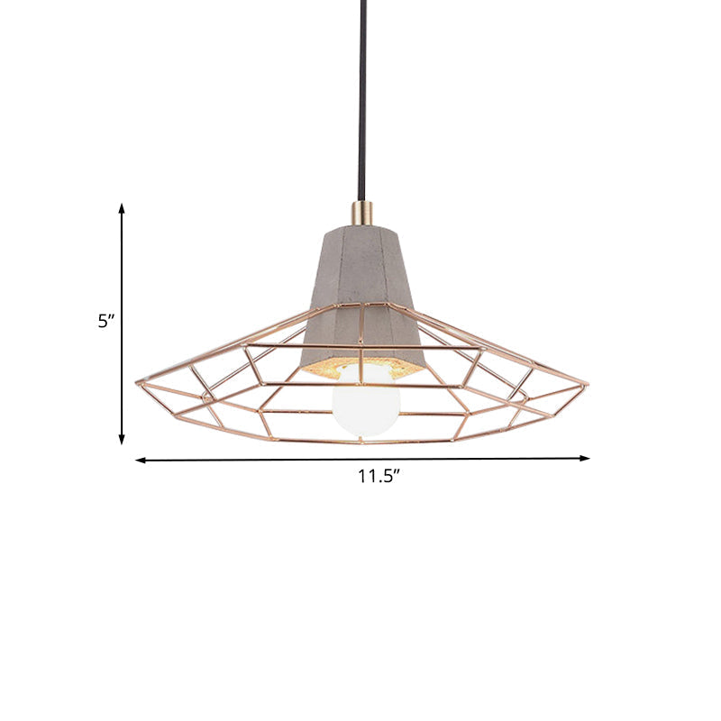 Nordic Style Caged Pendant Lamp - Adjustable Cord, Gold Finish