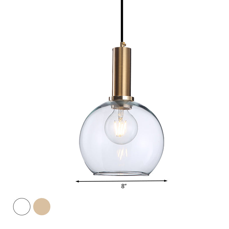 Amber/Clear Glass Curved Shade Pendant Light With Brass Lamp Socket Simple Style For Living Room