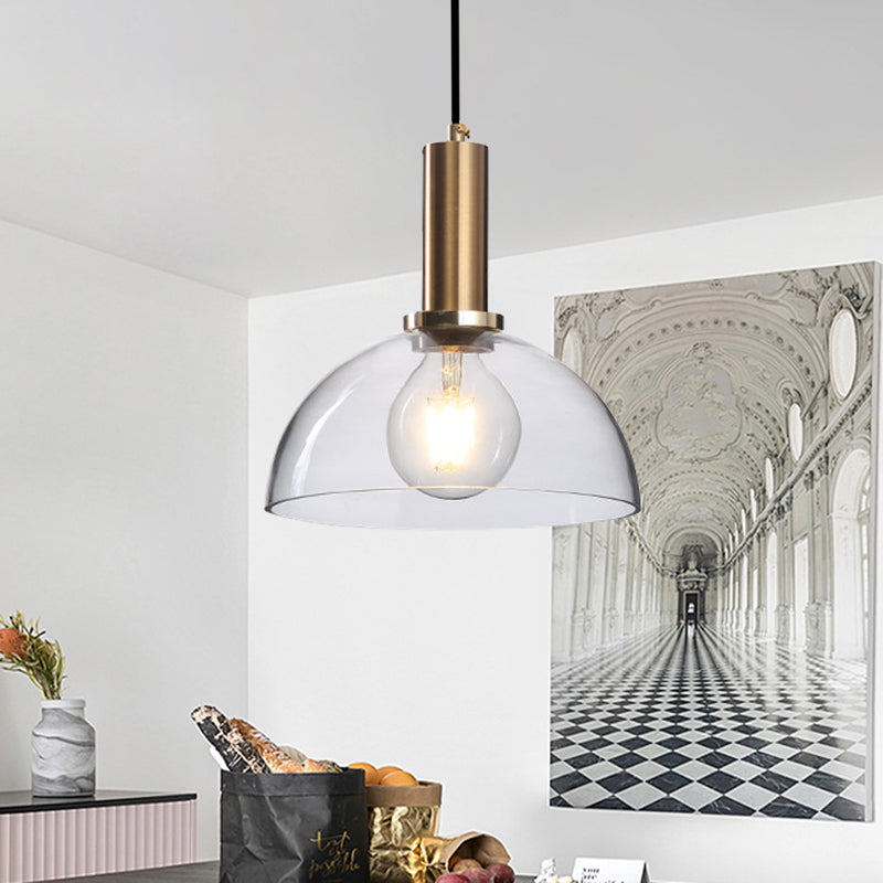 Modern Amber/Clear Glass Curved Shade Pendant Light for Living Room with Brass Lamp Socket