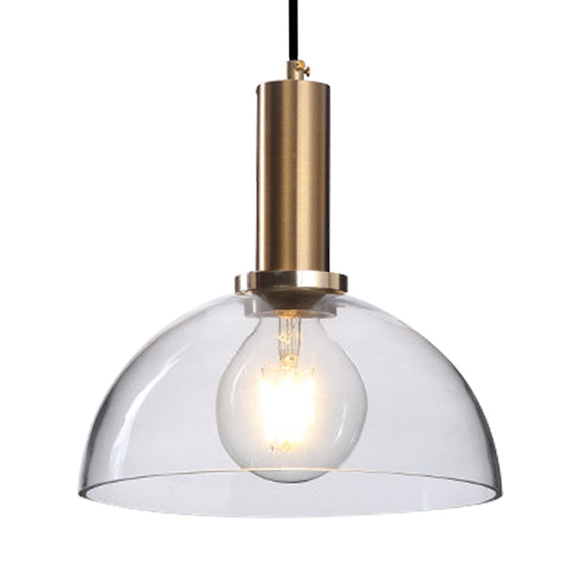 Modern Amber/Clear Glass Curved Shade Pendant Light for Living Room with Brass Lamp Socket