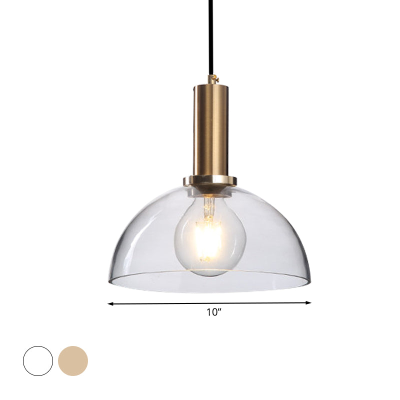Amber/Clear Glass Curved Shade Pendant Light With Brass Lamp Socket Simple Style For Living Room