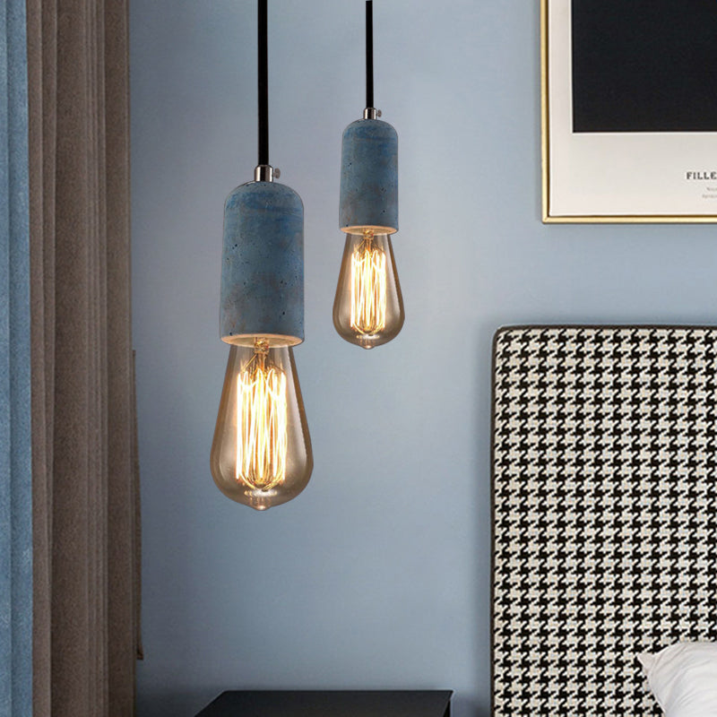 Cement Pendant Lamp - Open Bulb, Minimalist Style, 1-Light, Ideal for Cafes and Restaurants