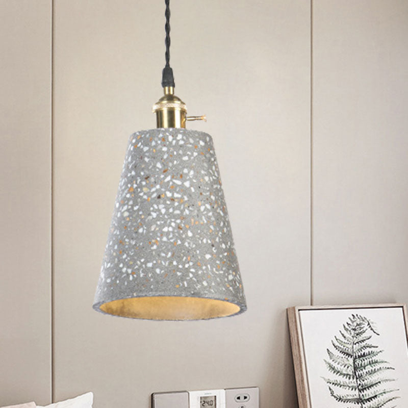 Contemporary Tapered Cement Pendant Ceiling Light For Cafes - 1-Light Hanging Lamp Grey