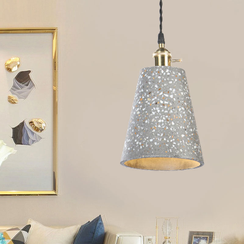 Contemporary Tapered Cement Pendant Ceiling Light For Cafes - 1-Light Hanging Lamp