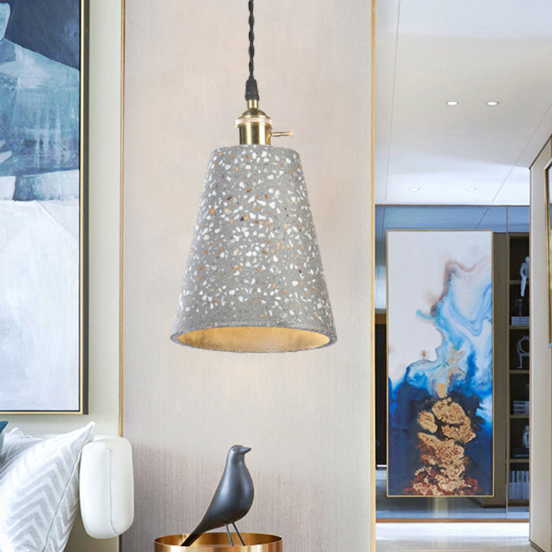 Contemporary Tapered Cement Pendant Ceiling Light For Cafes - 1-Light Hanging Lamp