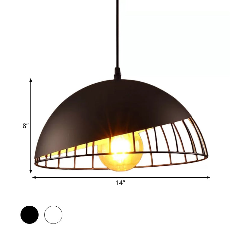 Suspension de style rétro 12"/14" avec design en forme de bol en métal - Finition noire/grise pour table à manger