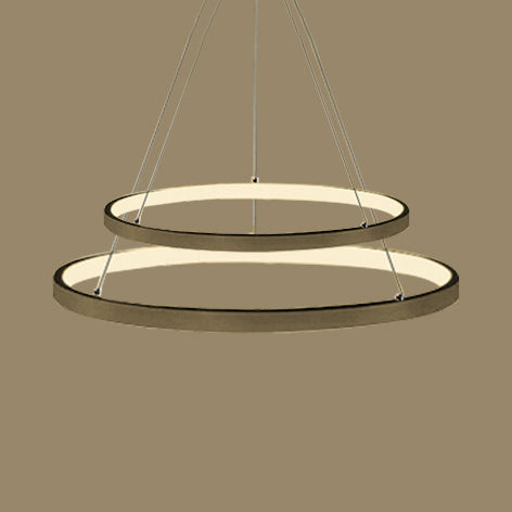 Modern Acrylic Led Ring Chandelier Pendant With 3/4/5 Lights - Black/White/Brown Ceiling Fixture In