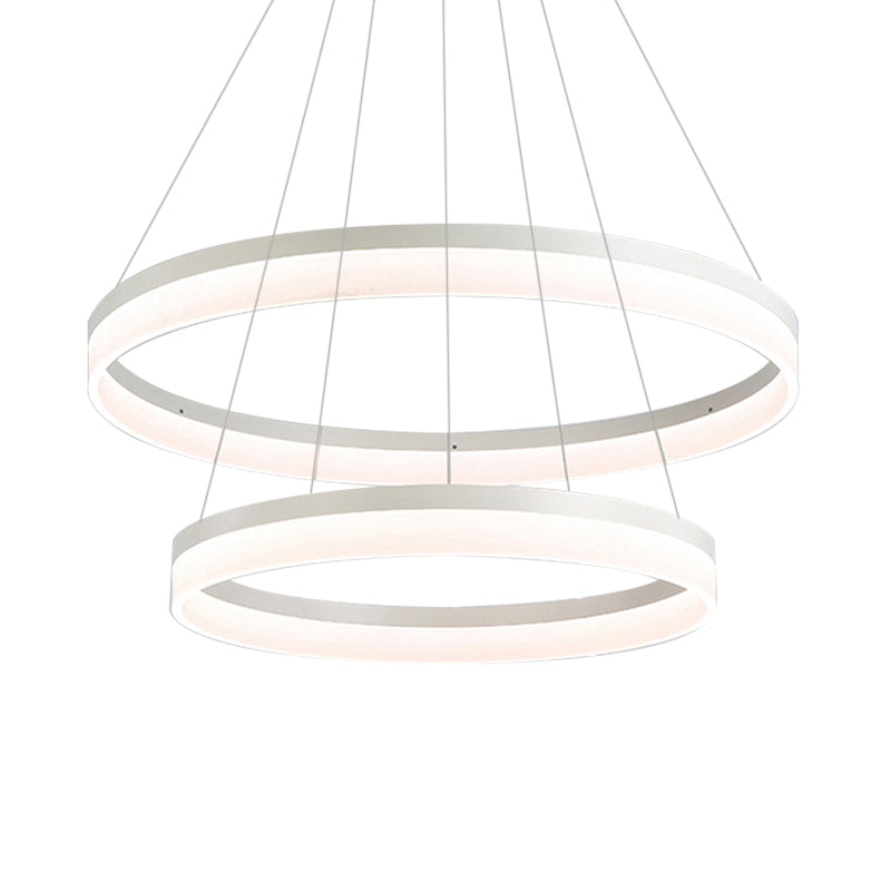 Modern Round Led Chandelier Pendant - Acrylic 1/2/3-Light Ceiling Light Fixture In Black/White/Gold