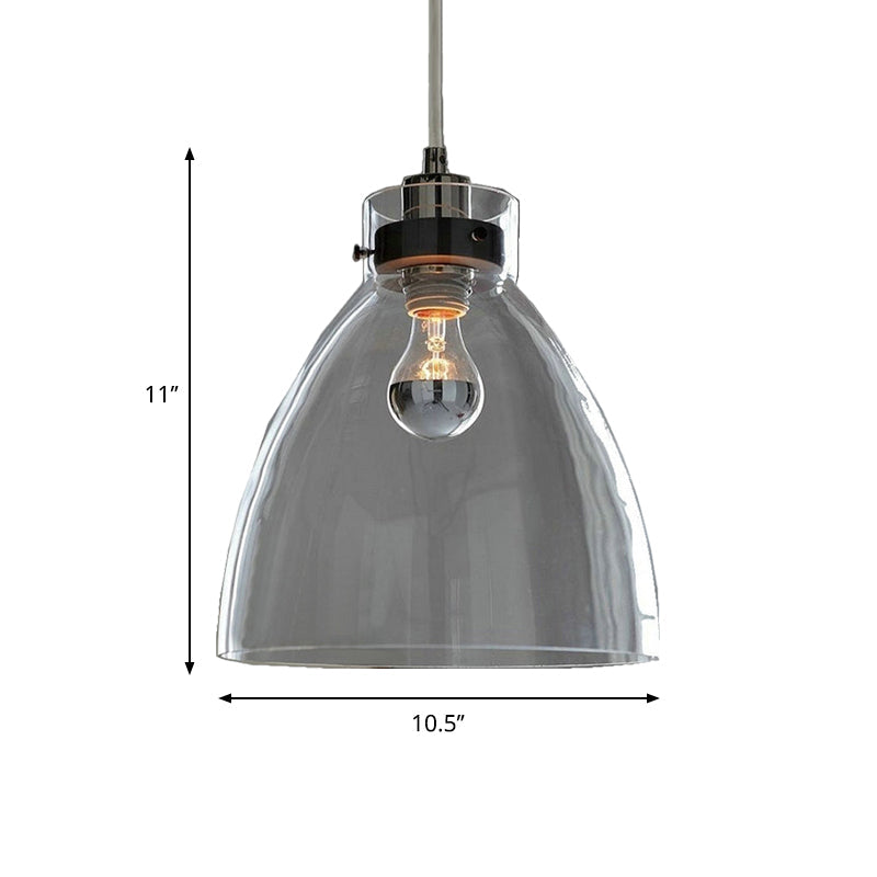 Clear Glass Bell Shade Pendant: Simplicity | 1-Light Dining Table Hanging Light