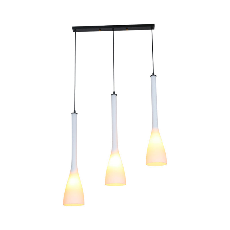 Contemporary Frosted Hanging Lamp: Multi Light Pendant Over Dining Table 3 Bulbs Included