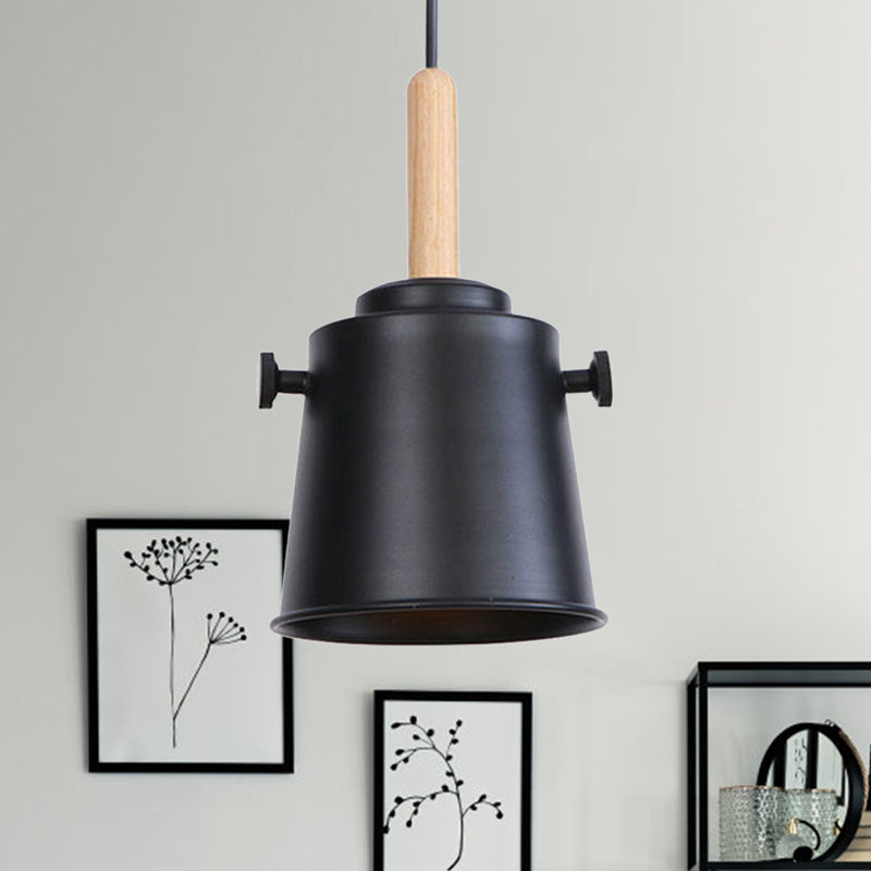 Stylish Vintage Bucket Pendant Light In Black/Grey - Perfect For Dining Room