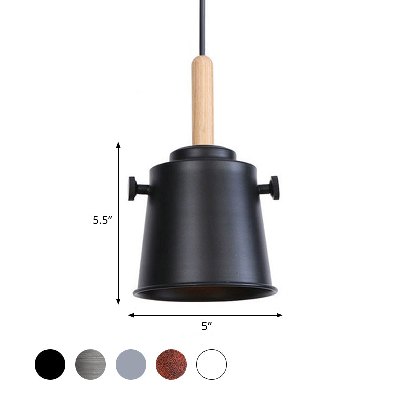 Stylish Vintage Bucket Pendant Light In Black/Grey - Perfect For Dining Room