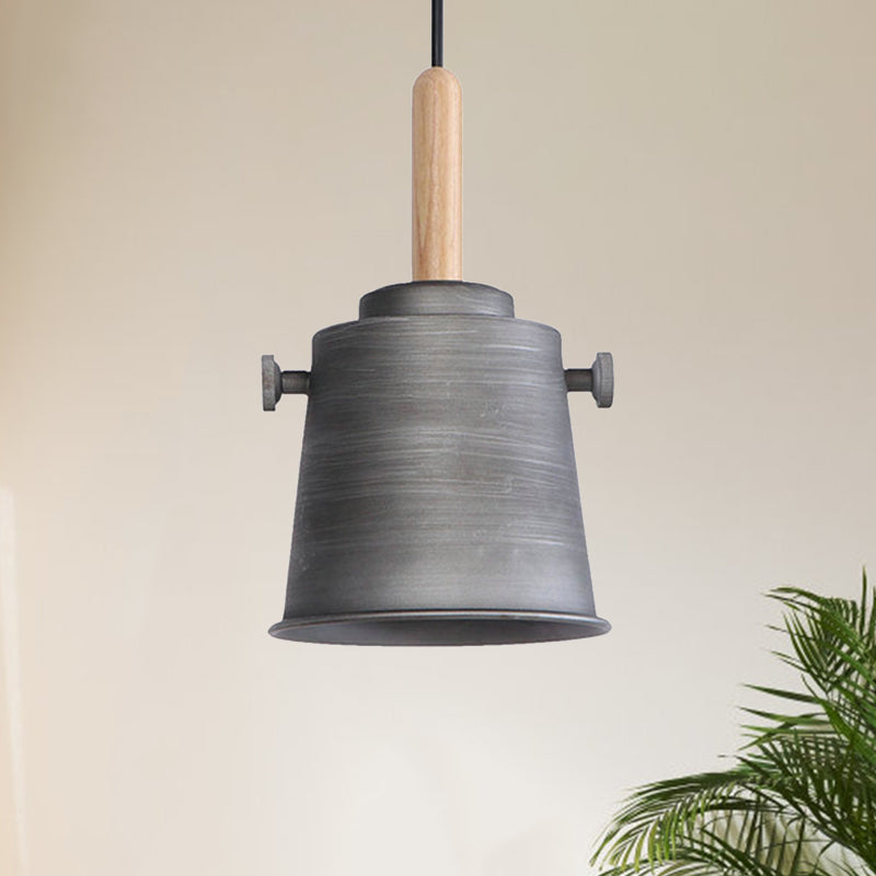 Vintage Bucket Pendant Light in Black/Grey for Stylish Dining Room Decor