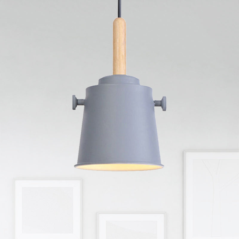 Stylish Vintage Bucket Pendant Light In Black/Grey - Perfect For Dining Room