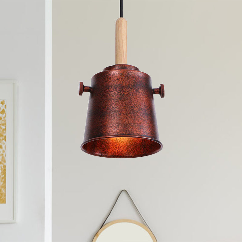 Stylish Vintage Bucket Pendant Light In Black/Grey - Perfect For Dining Room