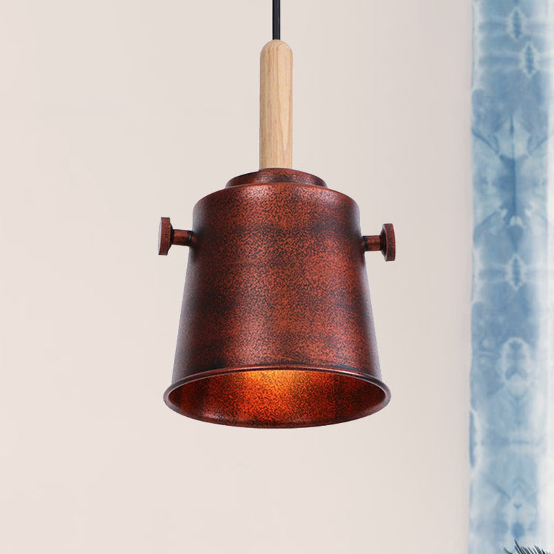 Vintage Bucket Pendant Light in Black/Grey for Stylish Dining Room Decor