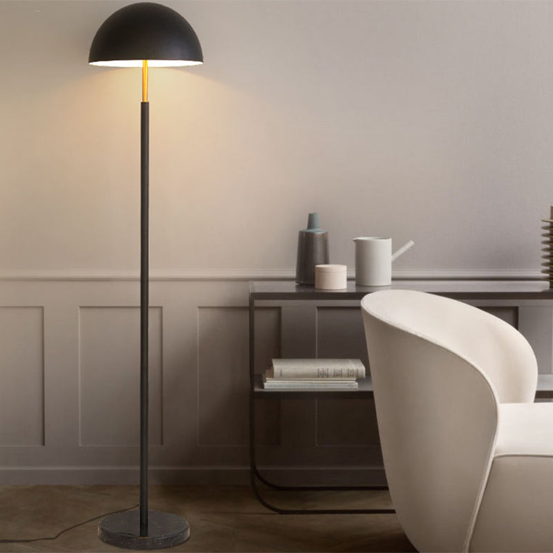 Sleek Metal Semicircle Shade Reading Floor Lamp - Simplicity 2-Headed Black And Gold Design