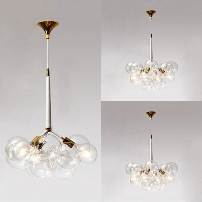 Contemporary Globe Glass Chandelier Lighting - 3/4/6 Lights Black/White Led Ceiling Lamp