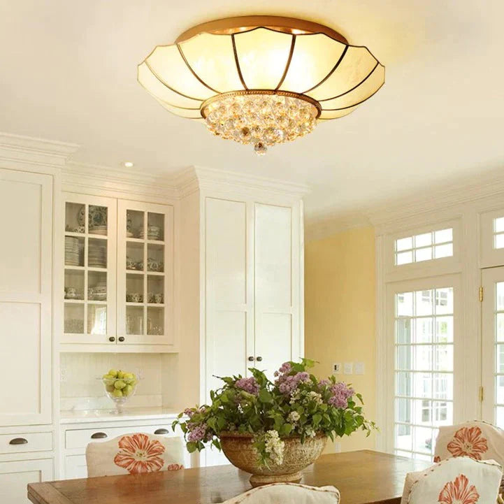 Crystal Living Room Lamp LED All Copper Ceiling Lamp