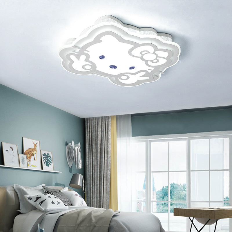Cartoon LED Ceiling Lamp - Acrylic Peace Sign Kitty Ceiling Mount Light for Baby Girls Room