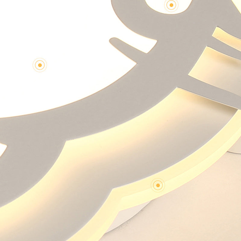 Cartoon LED Ceiling Lamp - Acrylic Peace Sign Kitty Ceiling Mount Light for Baby Girls Room
