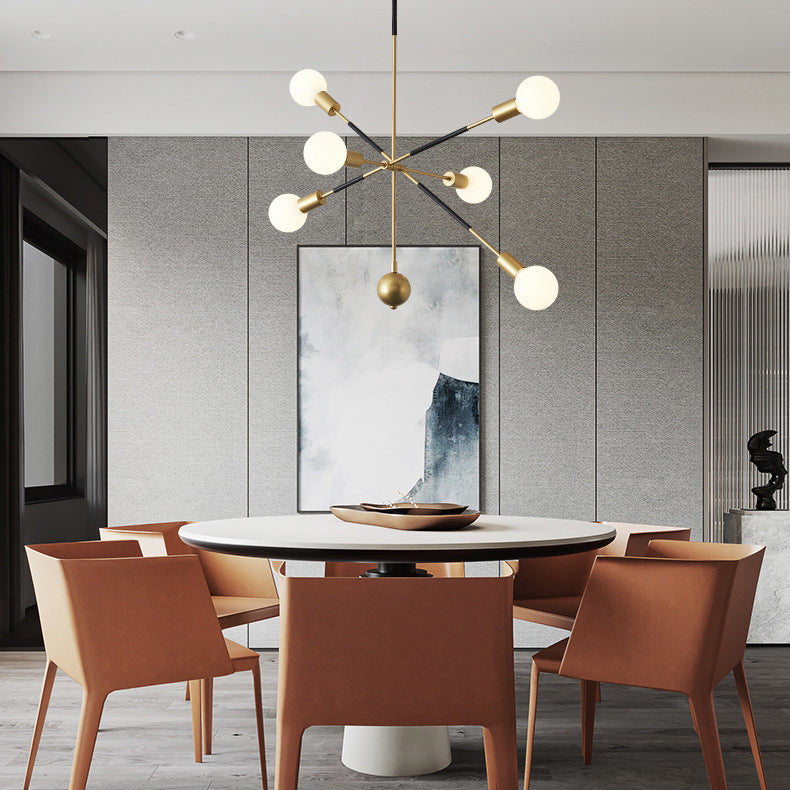 Modern Adjustable Linear Arm Chandelier Light With 6 Lights Ideal For Restaurants