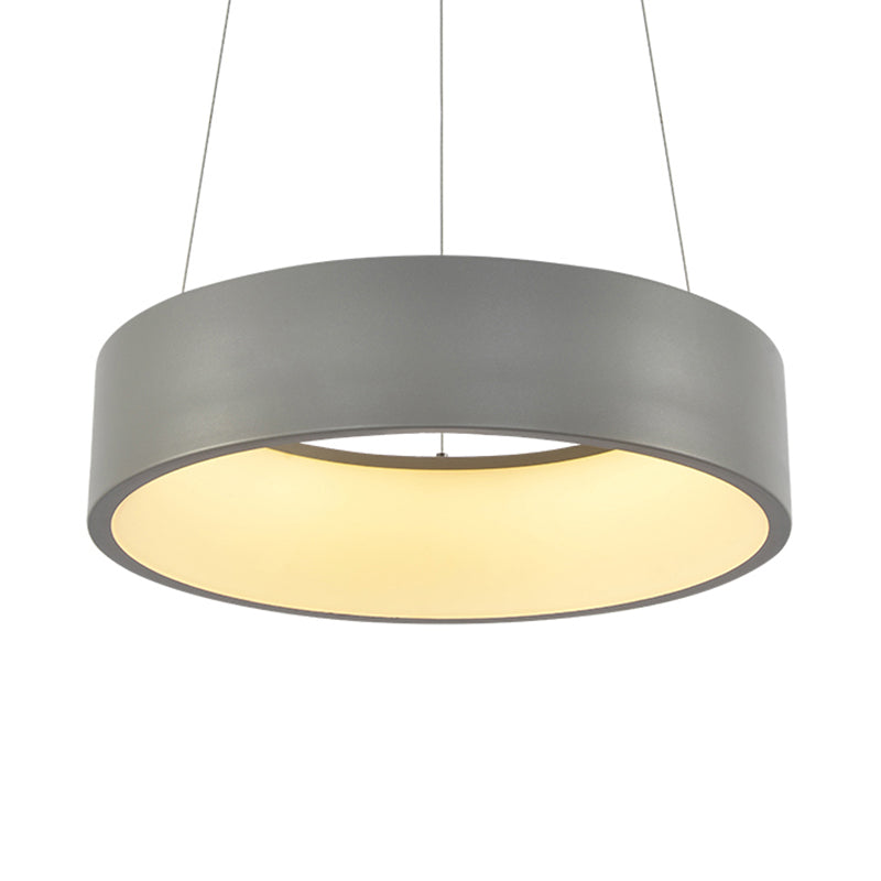 Metal Pendant Ceiling Light - Simple 1 Head in Gray/White with Warm/White/Third Gear Light - 18"/23.5" Wide