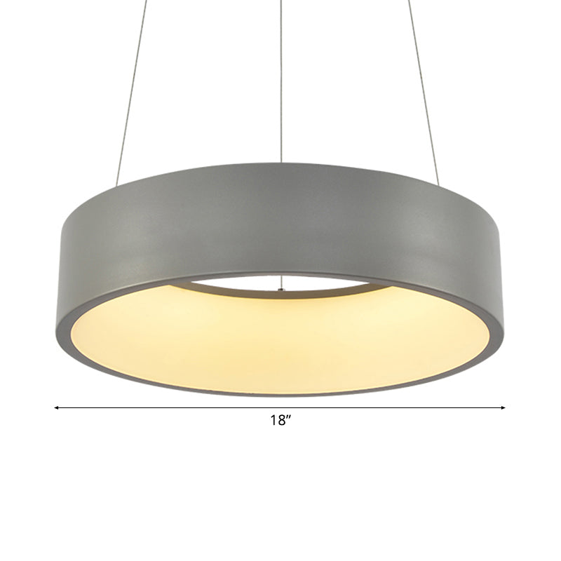 Metal Pendant Ceiling Light - Simple 1 Head in Gray/White with Warm/White/Third Gear Light - 18"/23.5" Wide