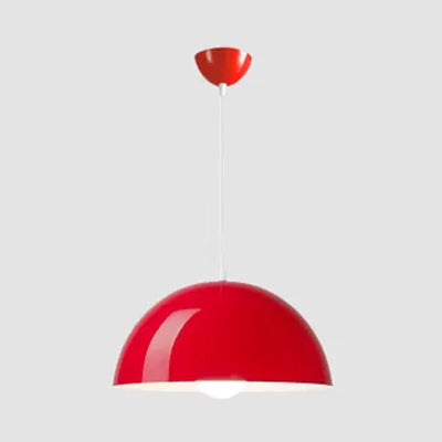 Nordic Aluminum Dome Hanging Light with 1 Light for Dining Room - Black/White/Red, 12"/14"/16" Wide