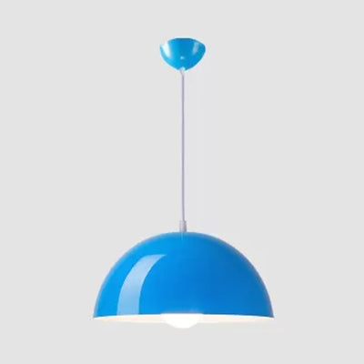 Nordic Aluminum Dome Hanging Light - 1 Suspension For Dining Room (Black/White/Red 12/14/16) Blue /
