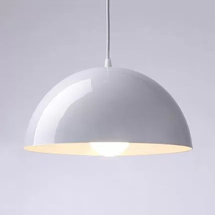 Nordic Aluminum Dome Hanging Light with 1 Light for Dining Room - Black/White/Red, 12"/14"/16" Wide