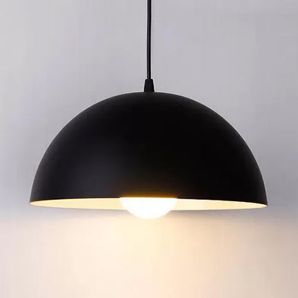 Nordic Aluminum Dome Hanging Light with 1 Light for Dining Room - Black/White/Red, 12"/14"/16" Wide