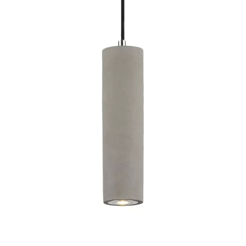 Nordic Style Cement Tube Pendant Lighting - 10/19.5 1 Light Grey Hanging Ceiling In Warm/White