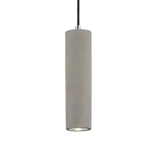 Nordic Style Cement Tube Pendant Lighting - 10/19.5 1 Light Grey Hanging Ceiling In Warm/White