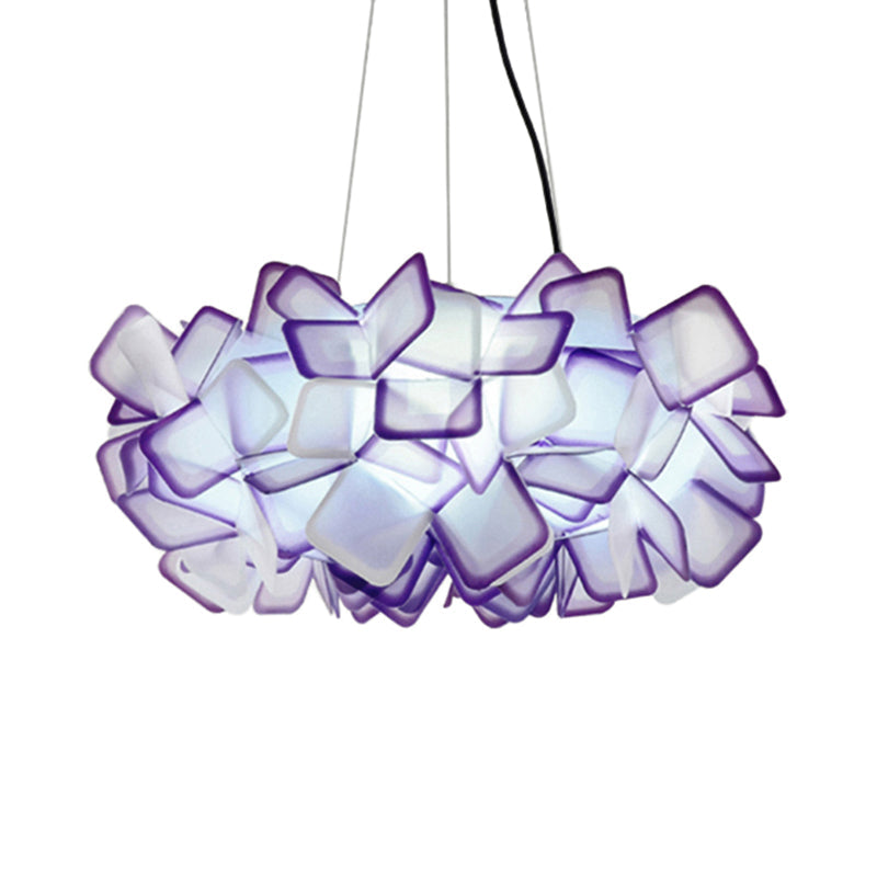 Contemporary Brown/Blue/Purple Blossom Drop Pendant Ceiling Lamp - 21/27.5 Wide 1-Light Acrylic