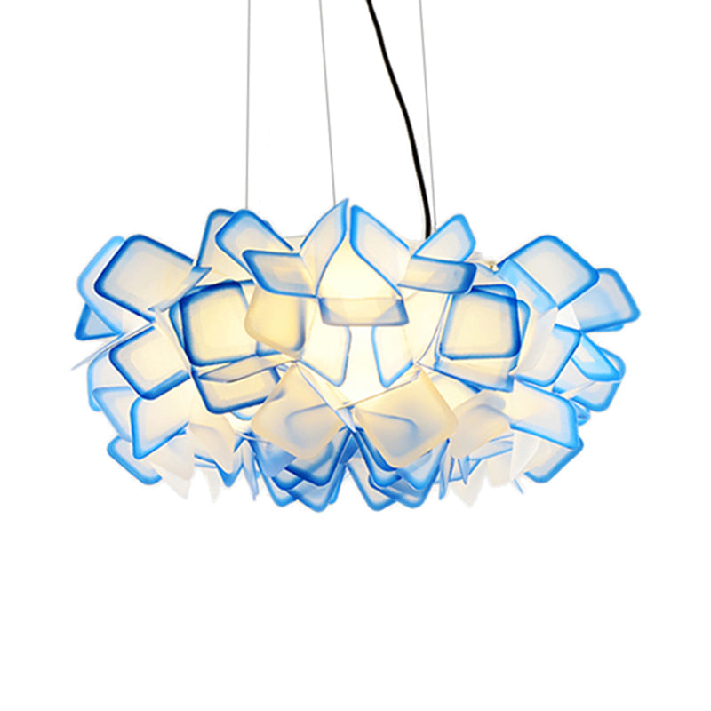 Contemporary Blossom Drop Pendant Ceiling Lamp - Brown/Blue/Purple - 21"/27.5" Wide - 1-Light Acrylic - Living Room